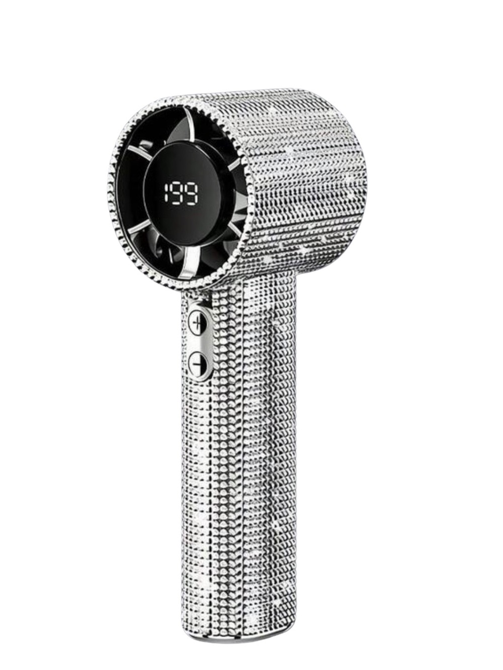 Bling Handheld Mini Fan Rhinestone Portable Fan 199 Speed Digital Display - Picture 7 of 9